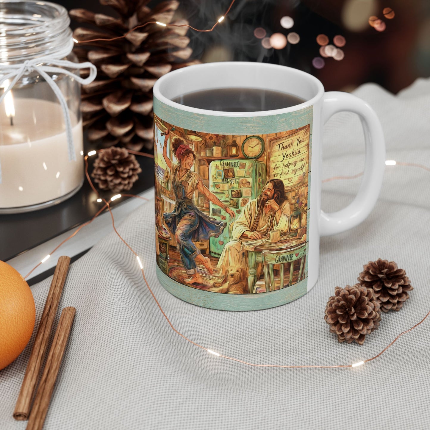 Ceramic Mug — Inspirational Artist Jesus Studio Scene (Thank You Yeshua)