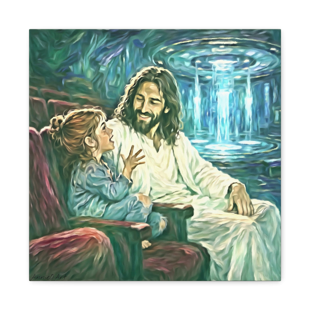 Jesus with Child Matte Canvas Wall Art — Stretched 1.25" Inspirational Christian Decor