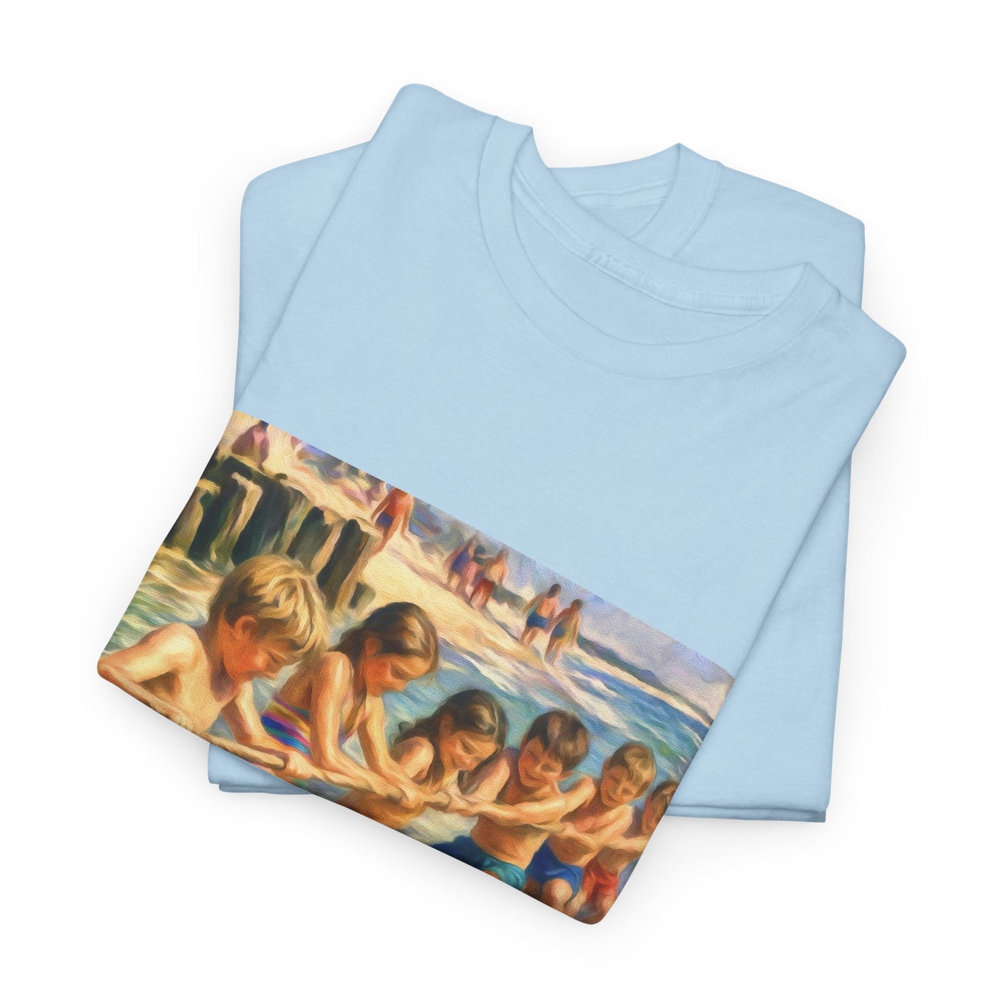 HoneySuckle Lodge Vintage Beach T-Shirt — "50+ years of fun in the sun" Retro Kids on Shore Design