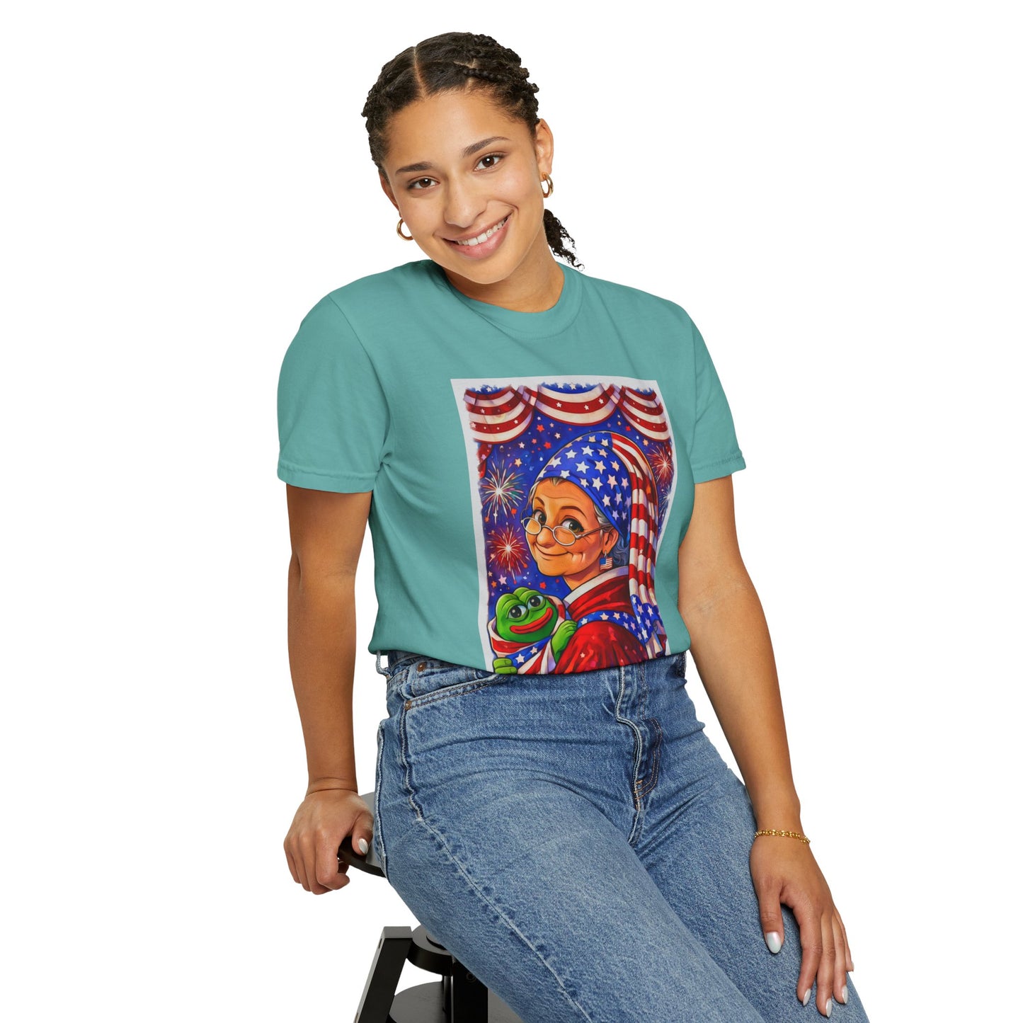 Grandmas Patriotic Original Gansta “OG Grannie” T-Shirt — American Flag Grandma w baby Pepe Graphic Tee