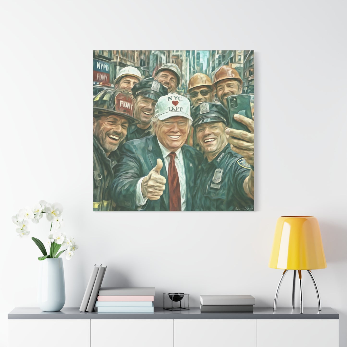 Trump ‘NYC❤️DJT’ - THE Blue-Collar-Billionaire w/ NYC Working Guys —Matte Canvas Print