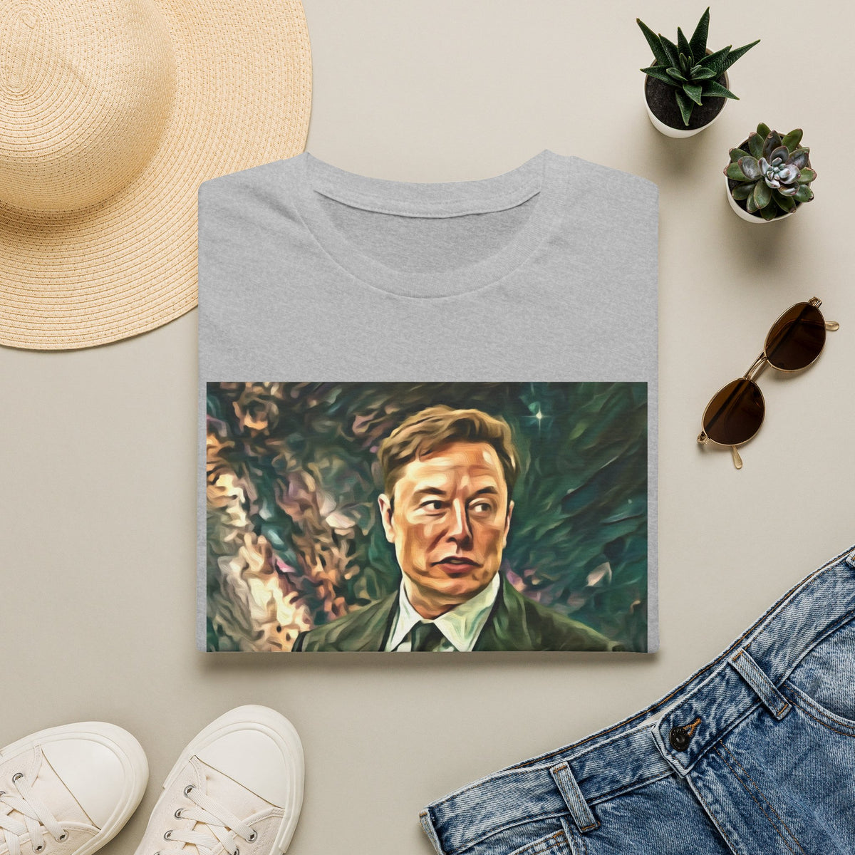 Elon Musk with Rocket— Graphic T-Shirt