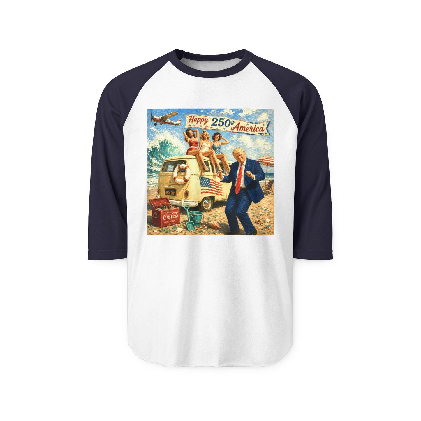 Raglan Shirt —Trump 'MAGA Baby' ‘Happy 250th’ Vintage Political Graphic Tee