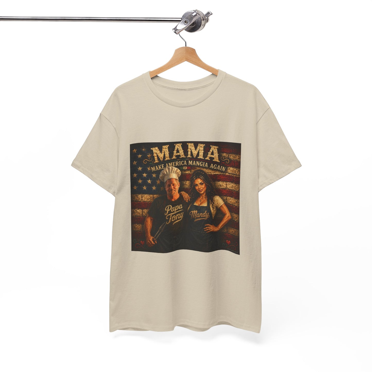 CUSTOM for MANDY—Mama Pizza Team T-Shirt — Retro American Flag Pizza Chef Graphic Tee