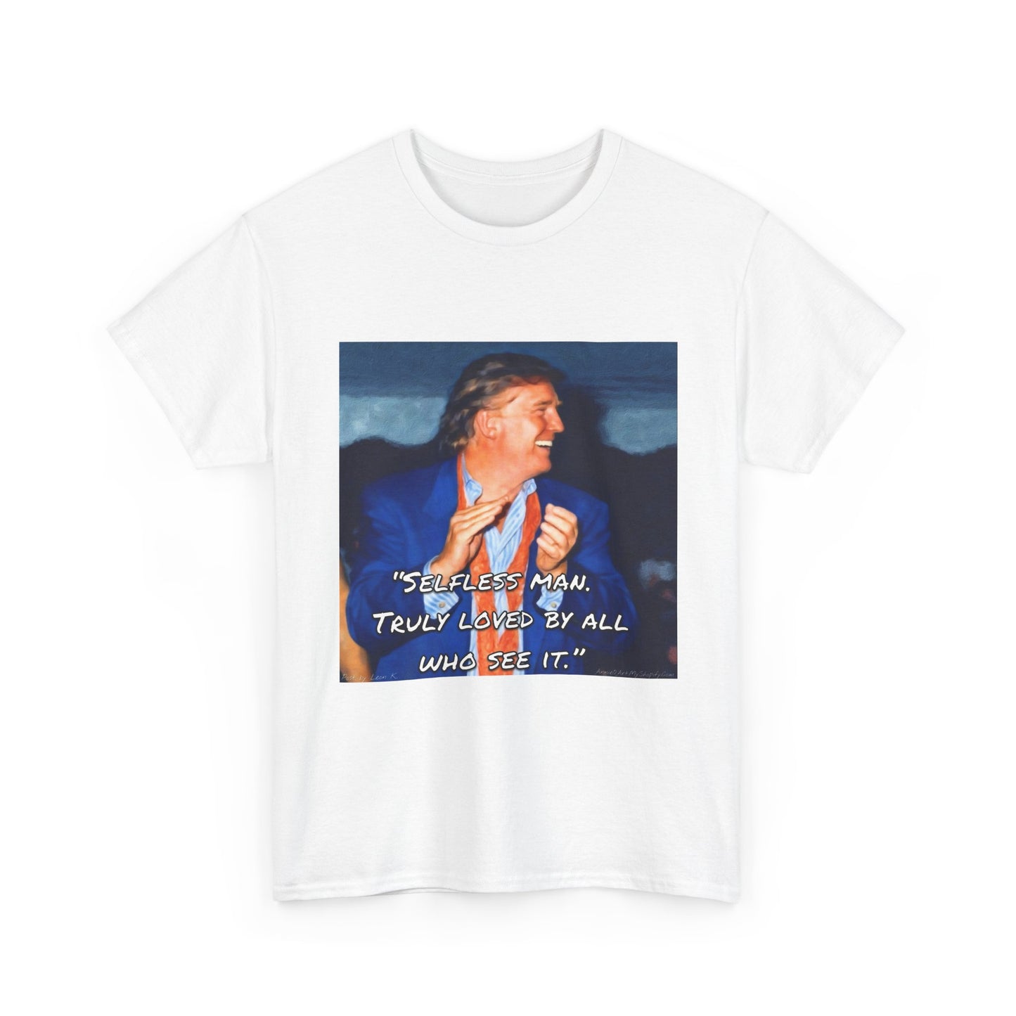 Vintage Portrait Tee with Quote – “Selfless Man, Truly Loved by All Who See It”