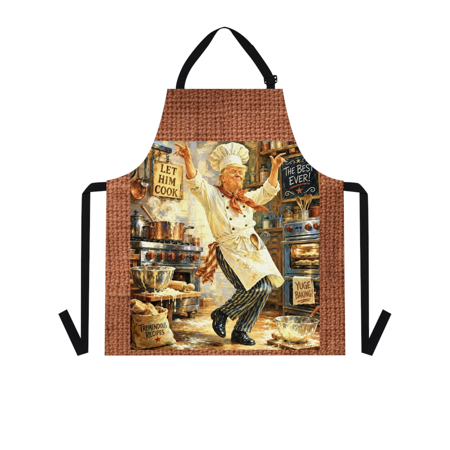 Trump Chef Dancing in Kitchen Apron — "Let Him Cook" Vintage Culinary Apron