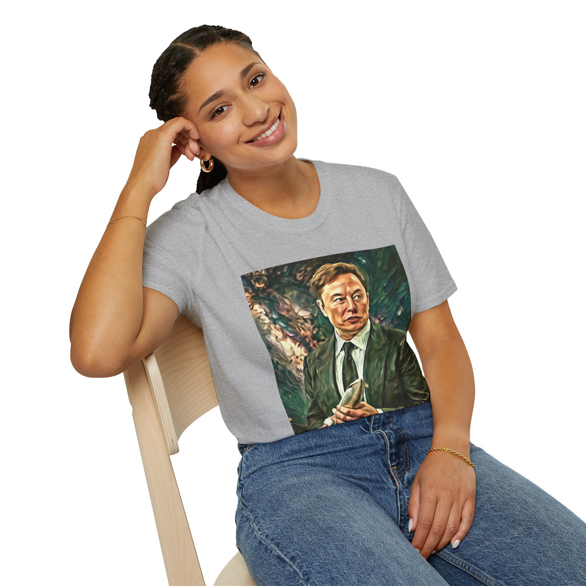 Elon Musk with Rocket— Graphic T-Shirt