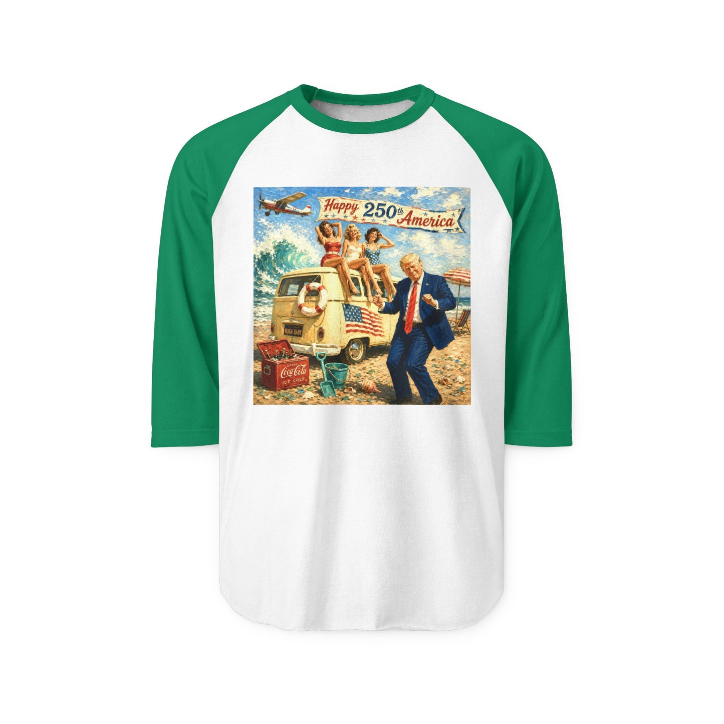 Raglan Shirt —Trump 'MAGA Baby' ‘Happy 250th’ Vintage Political Graphic Tee