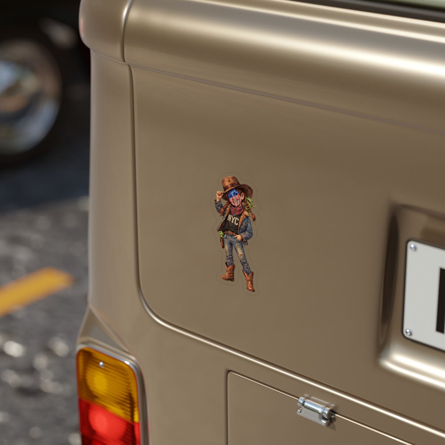 Patriotic Cowgirl Die-Cut Sticker — NYC Patriotic Cowgirl (AnnieO) (Outdoor Transparent)