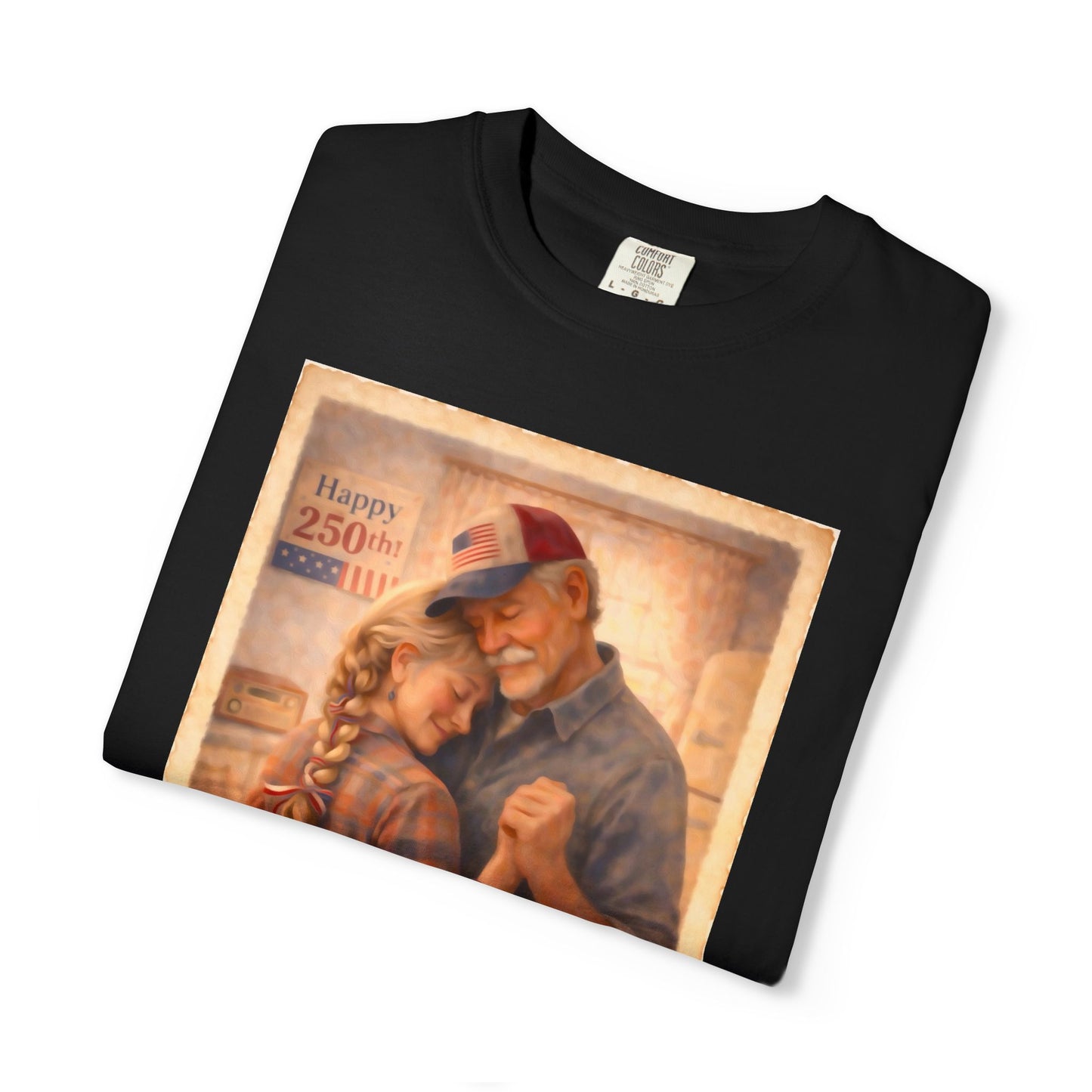 250th America Vintage Couples T-Shirt — Patriotic Romance Graphic Tee