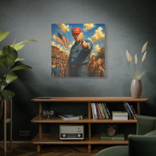 Trump Americana Patriotic Canvas Art - '1776-2026' Pointing Figure with American Flag