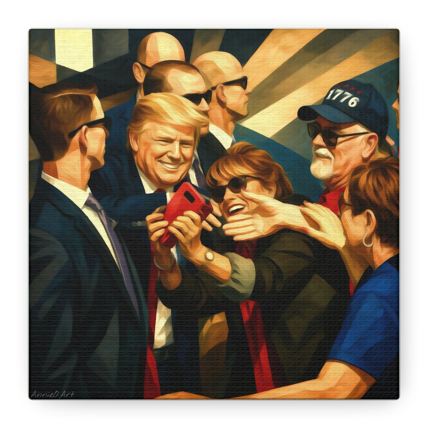 Trump Selfie with Supporters—Matte Canvas Art - Stretched 1.25"