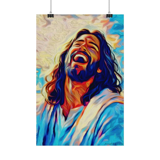 Watercolor Jesus Poster — Textured Matte Inspirational Wall Art