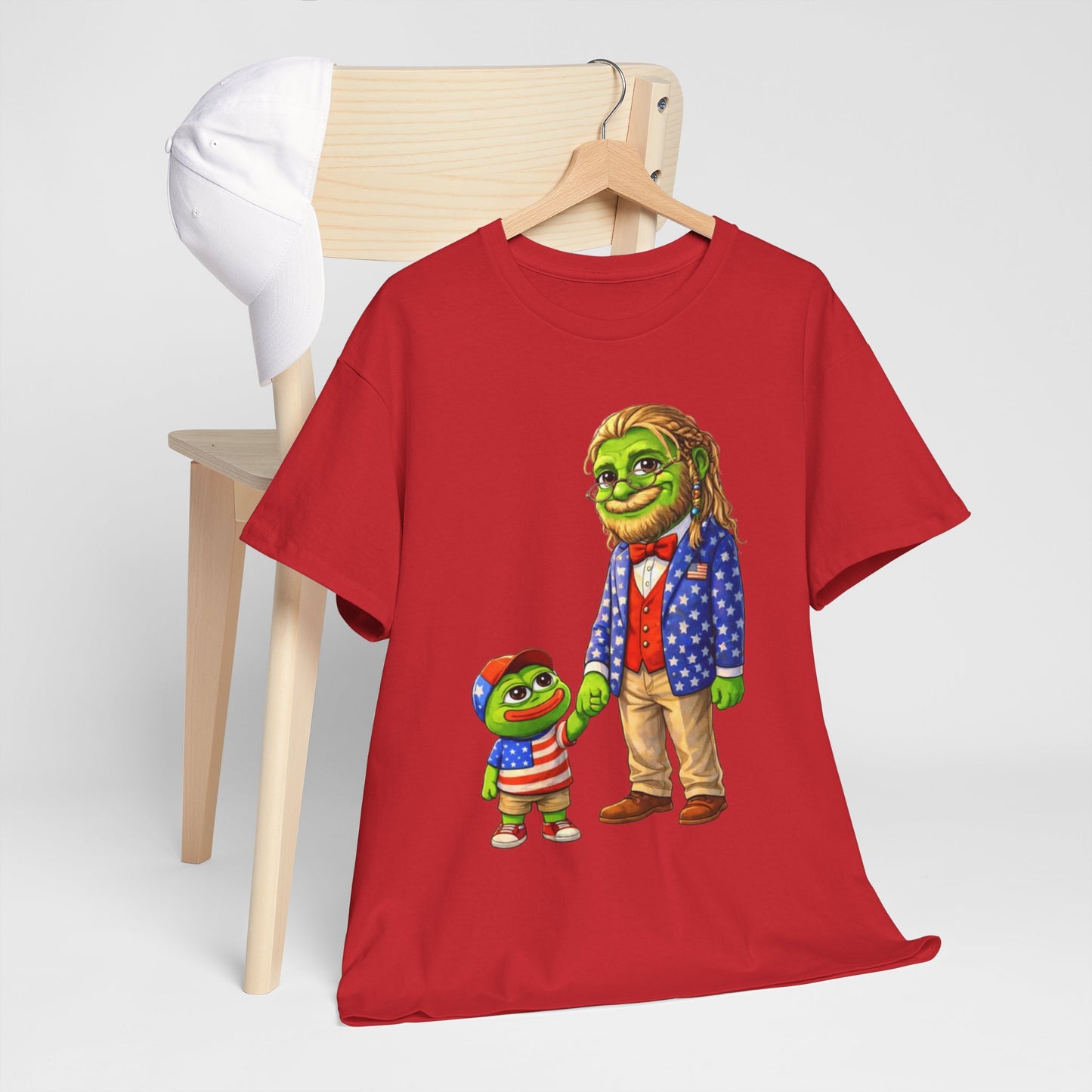Grandpa Anons, keyboard warriors, MAGA T-Shirt — Patriotic Pepe Frog Family Illustration Tee