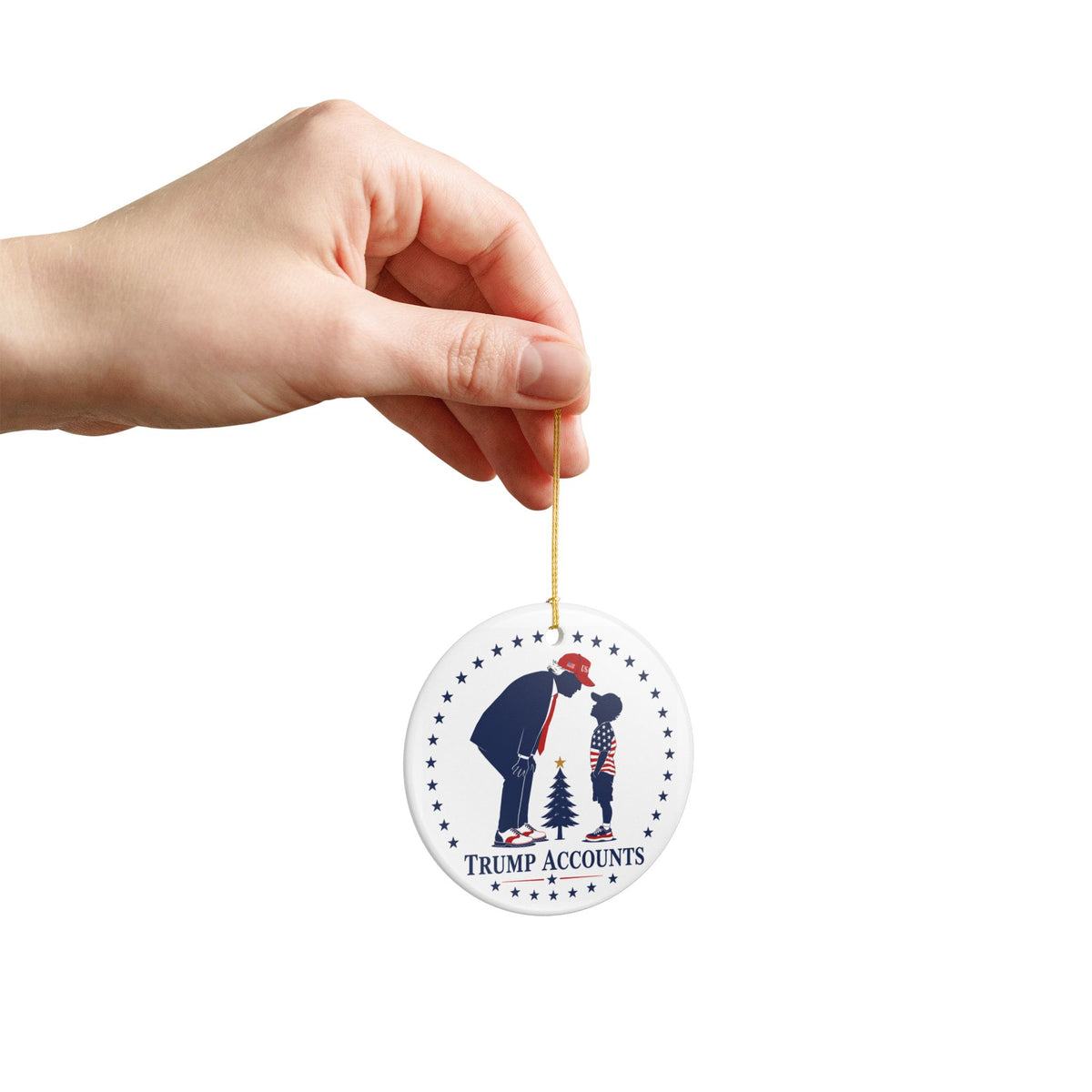 Trump Accounts Ceramic Ornament — Patriotic Holiday Decoration
