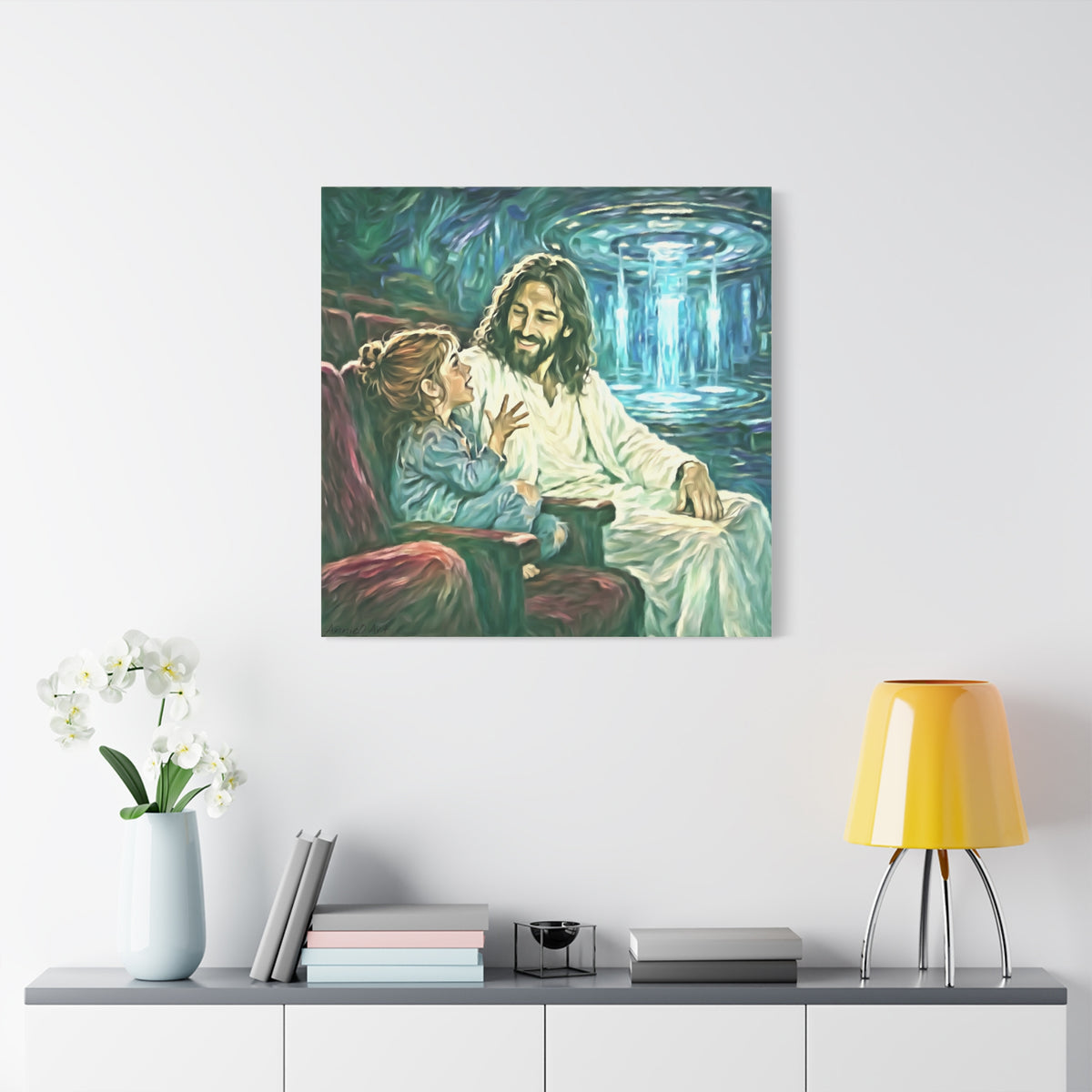 Jesus with Child Matte Canvas Wall Art — Stretched 1.25" Inspirational Christian Decor