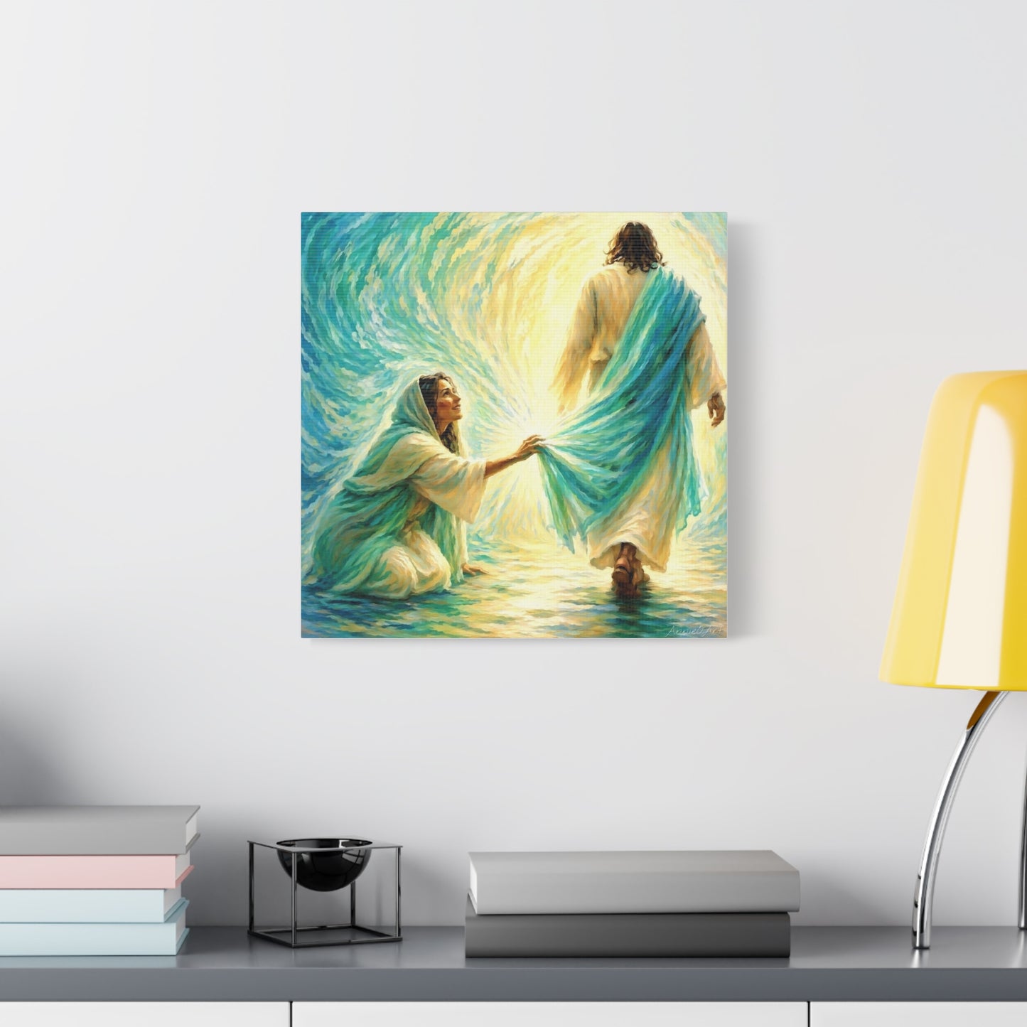 Jesus and the Woman Touching His Cloak - Inspirational Matte Canvas Wall Art
