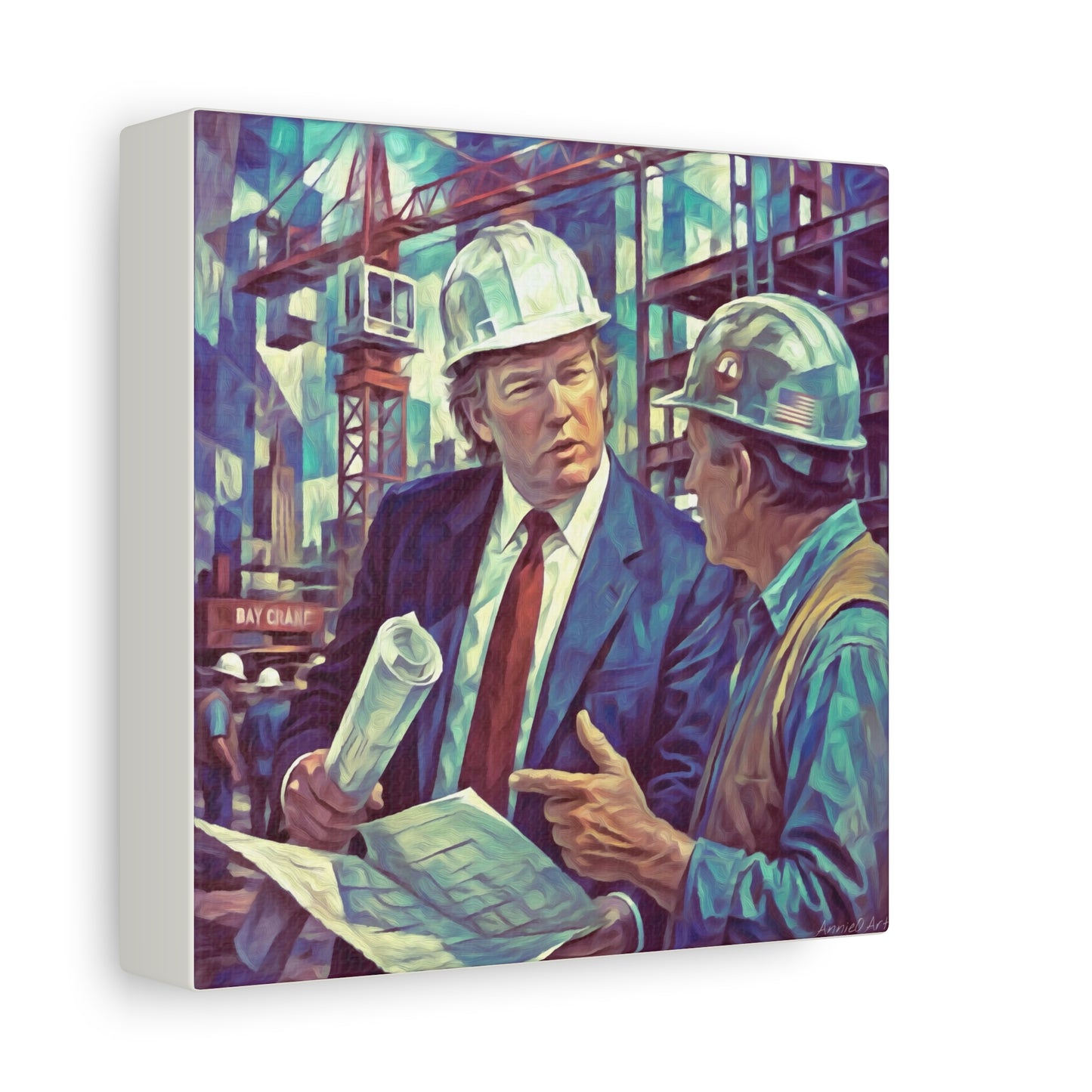 Trump Construction Site Portrait Canvas - Vintage Art