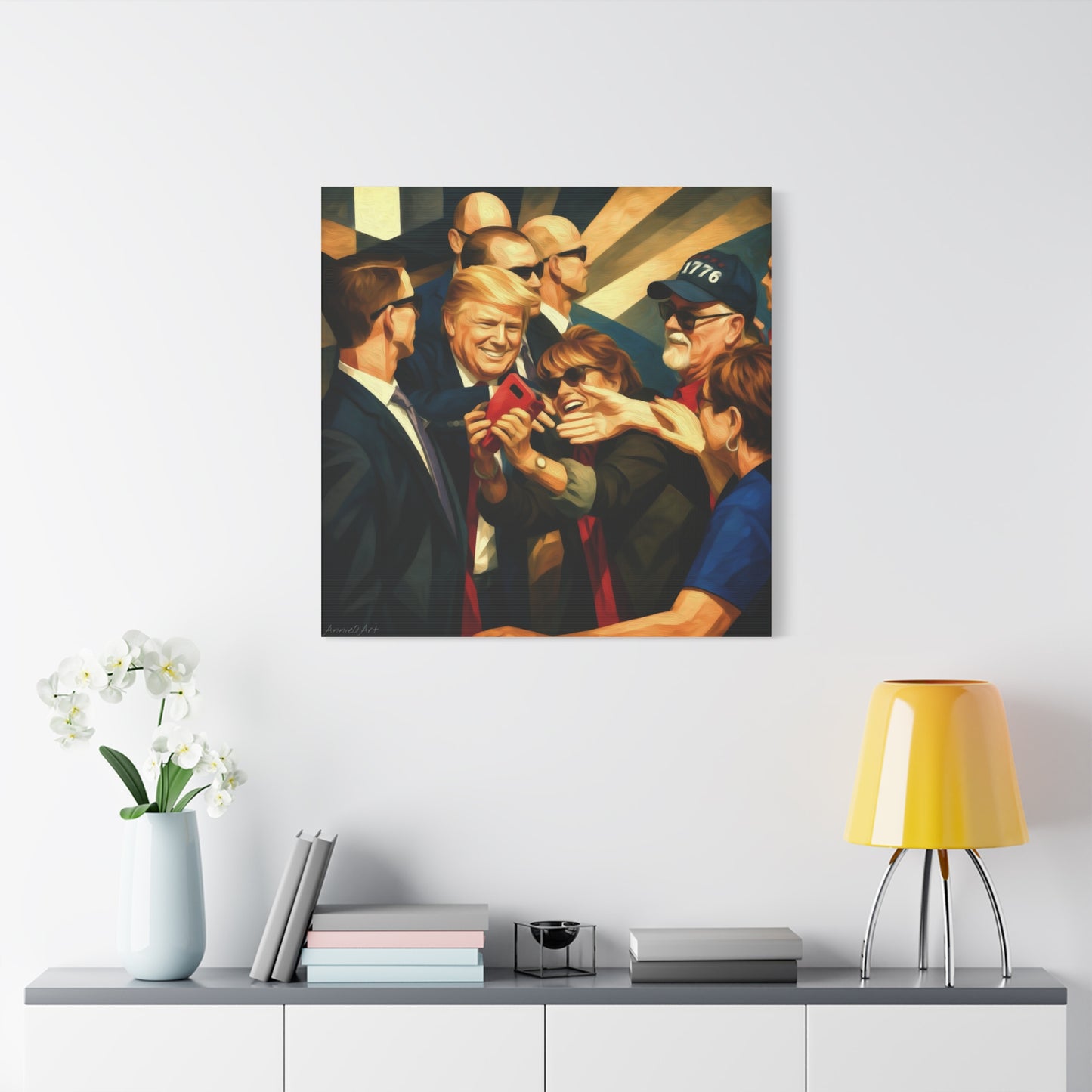 Trump Selfie with Supporters—Matte Canvas Art - Stretched 1.25"