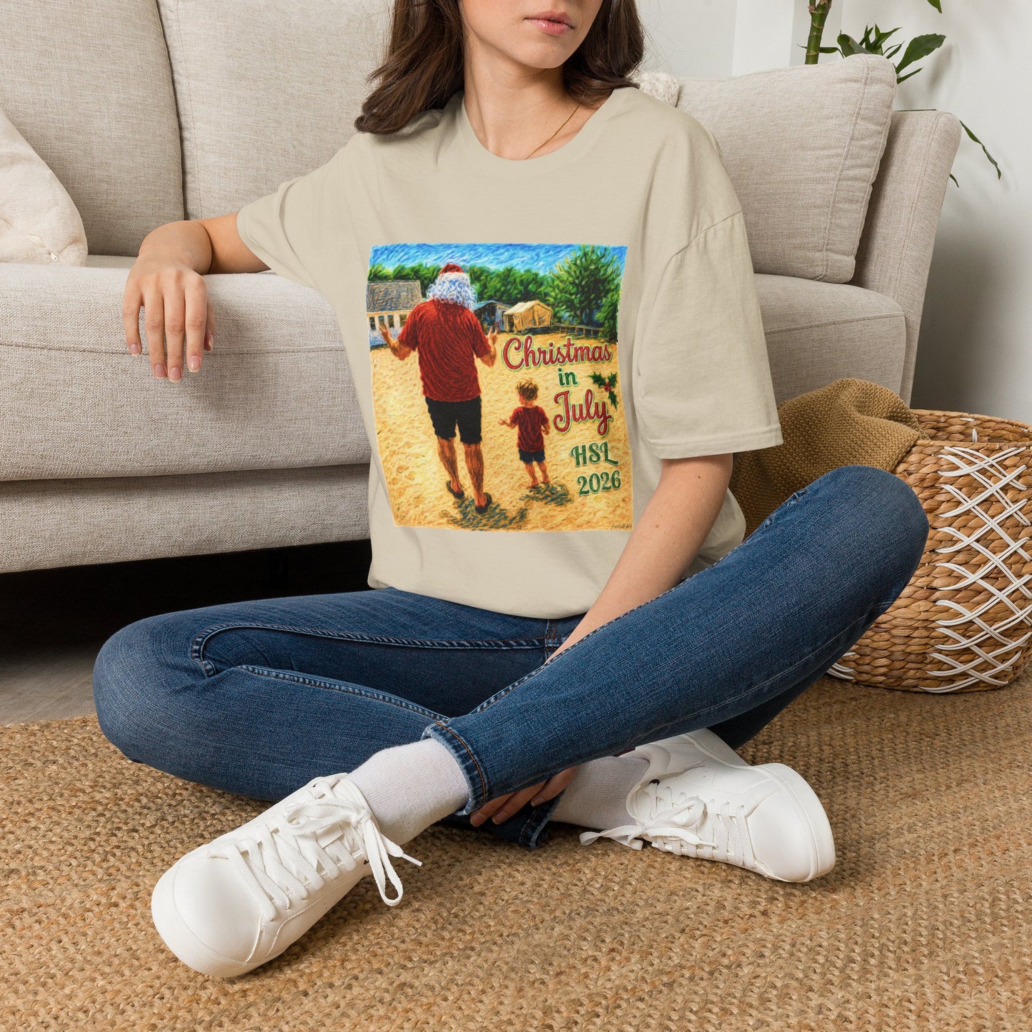 T-Shirt — Christmas in July Santa Beach Graphic Tee