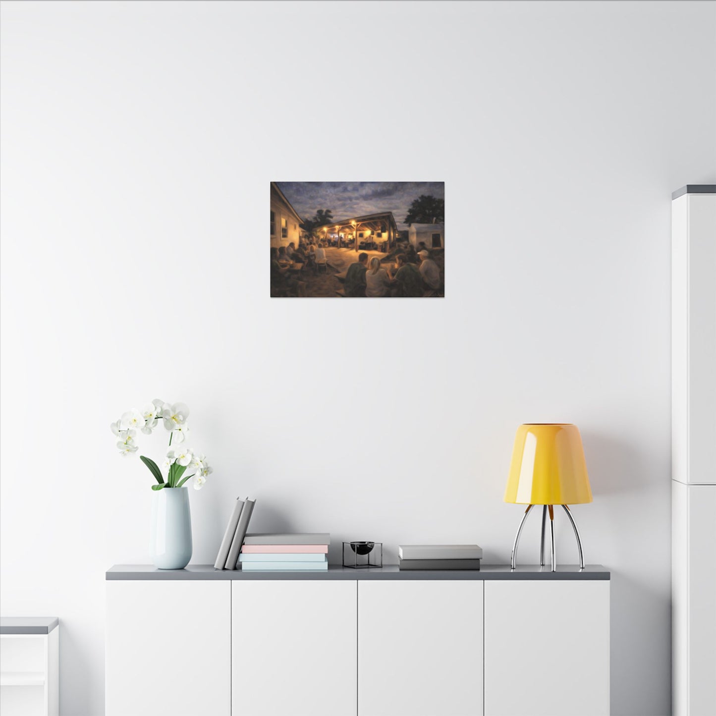 Beach Bungalows—Night Under the Stars—Stretched Matte Canvas