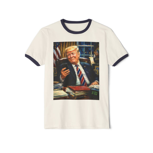 Trump 'Keyboard Warriors' Tweet Front & Back Design—1970’s Style Ringer T-Shirt