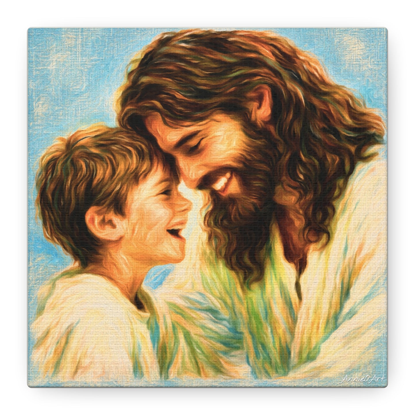 Smiling Jesus and Child Matte Canvas Wall Art