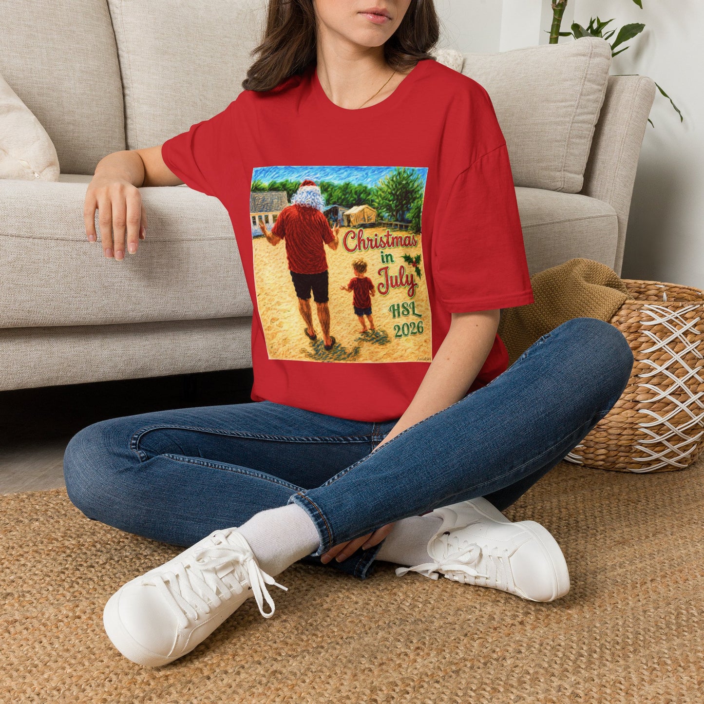 T-Shirt — Christmas in July Santa Beach Graphic Tee