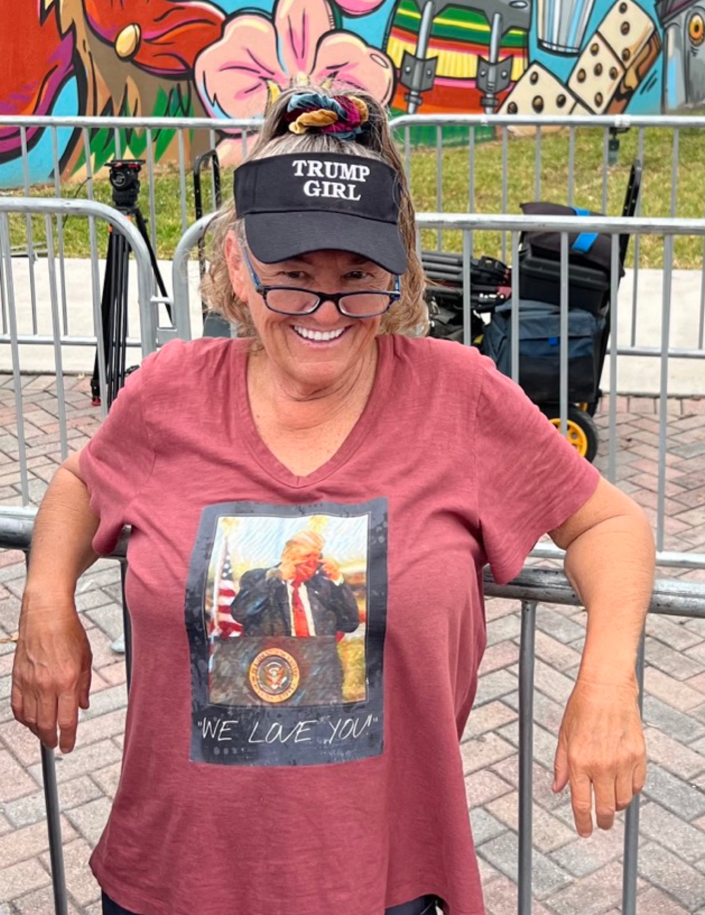 AnnieO Rally Tee, made new (minus the original iron burns from making on my kitchen table!) — “We Love You” (on front)  / “Everything Woke Turns to Shit” (back)
