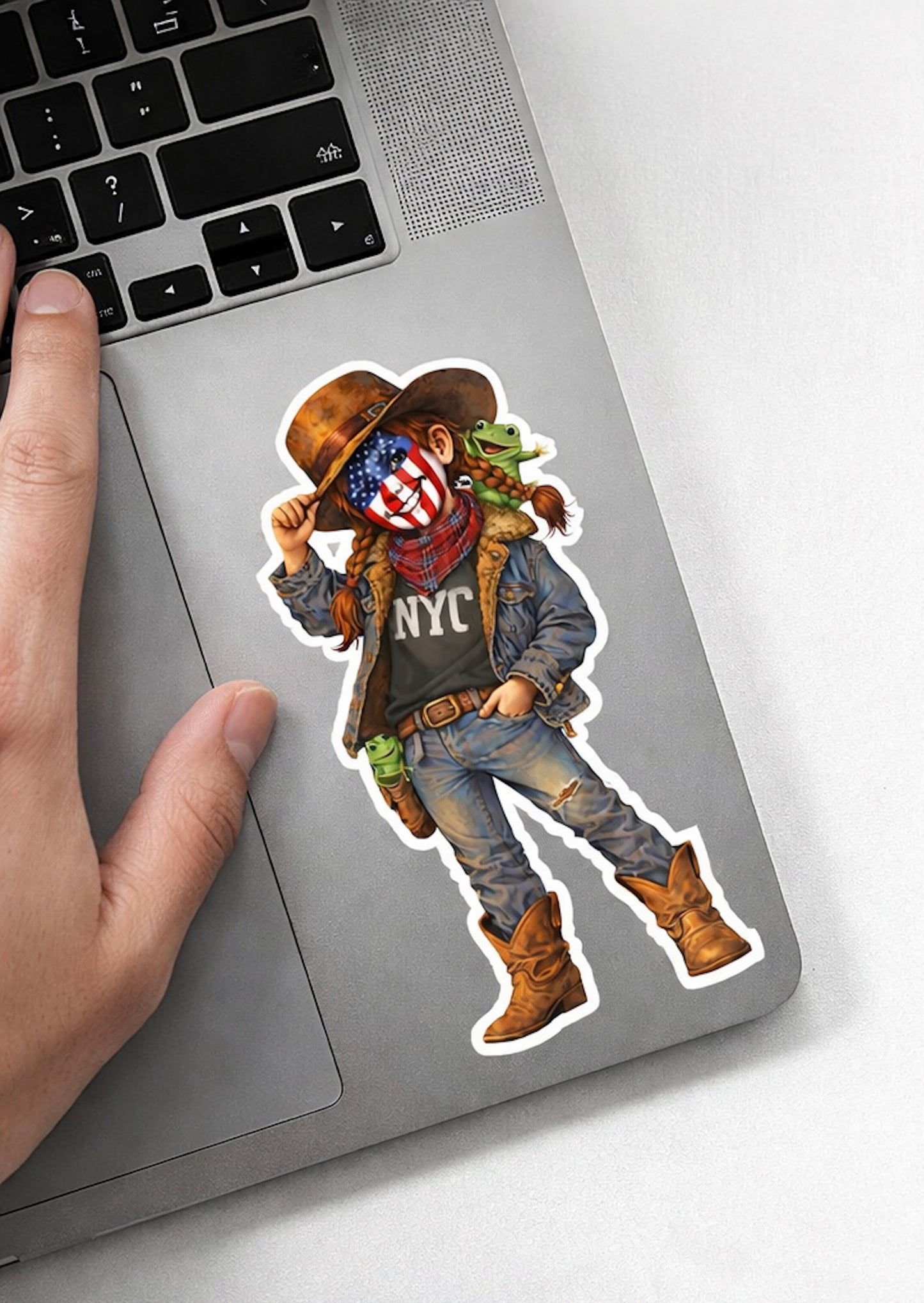 Patriotic Cowgirl Die-Cut Sticker — NYC Patriotic Cowgirl (AnnieO) (Outdoor Transparent)