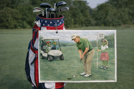 Golf Towel — Green Golfer Design with Grommet Loop | Golf Gift & Club Accessory