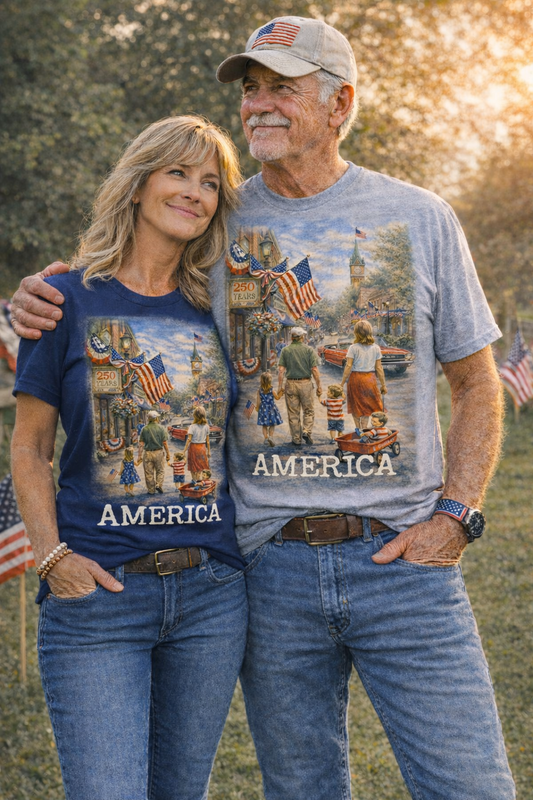 250th Patriotic "Happy Birthday America!" T-Shirt — Vintage Fourth of July Tee
