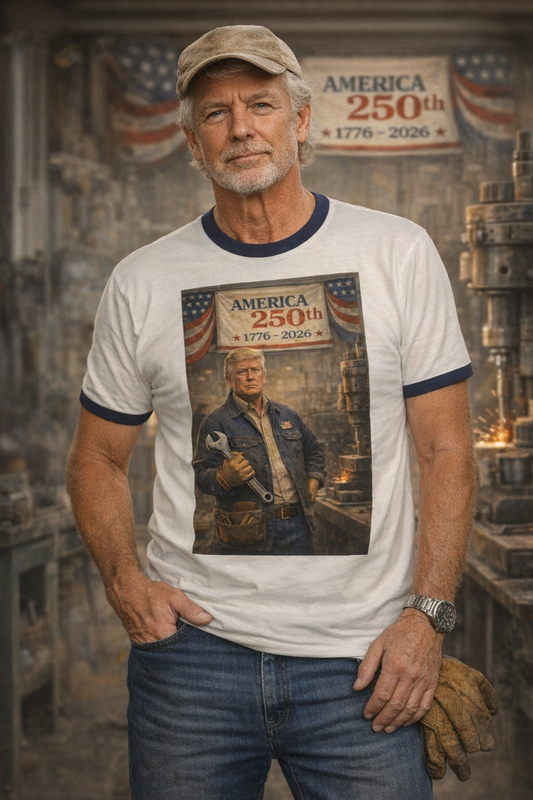250th Vintage Patriotic Ringer T-Shirt — "America 250th" Independence Celebration Tee