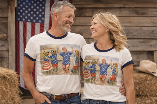 Patriotic Ringer T-Shirt — "Happy 250th, America!" WWG1WGA Graphic
