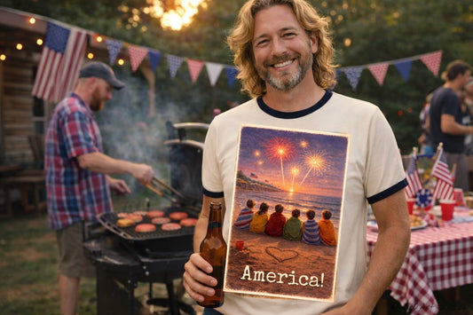 250th America! Fireworks Beach Ringer T-Shirt