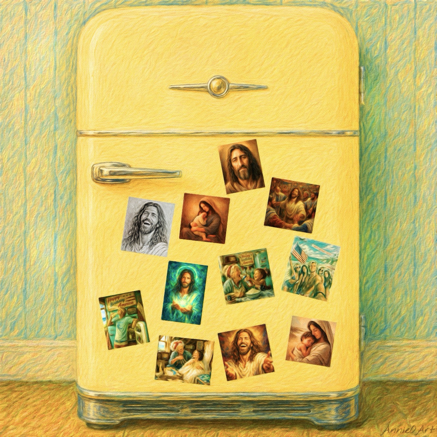 Smiling Jesus and Child —‘Kid Level Learning’ Fridge Magnet
