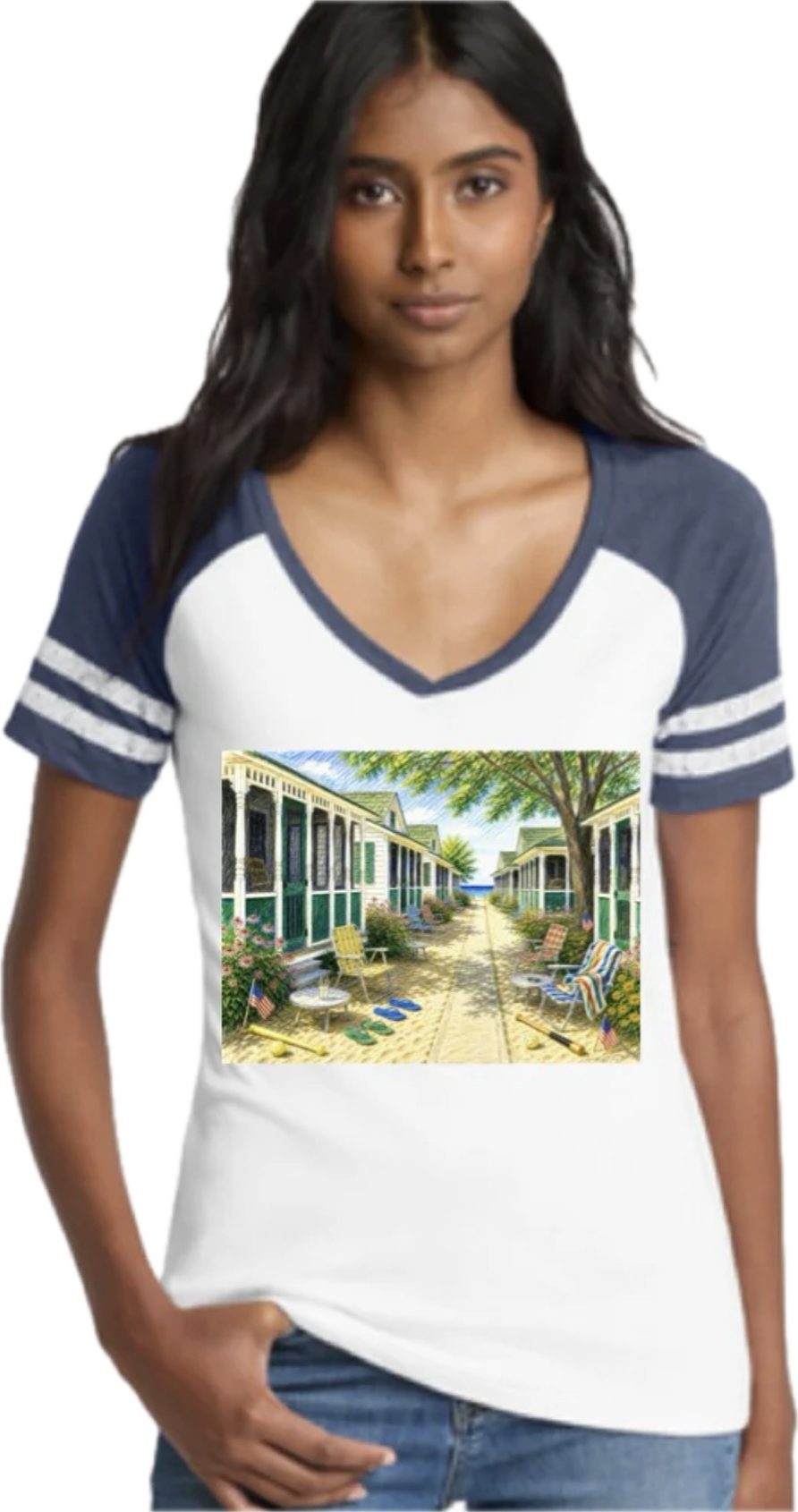 Happy Birthday America V-Neck Tee — Beach Bungalow Porch Graphic