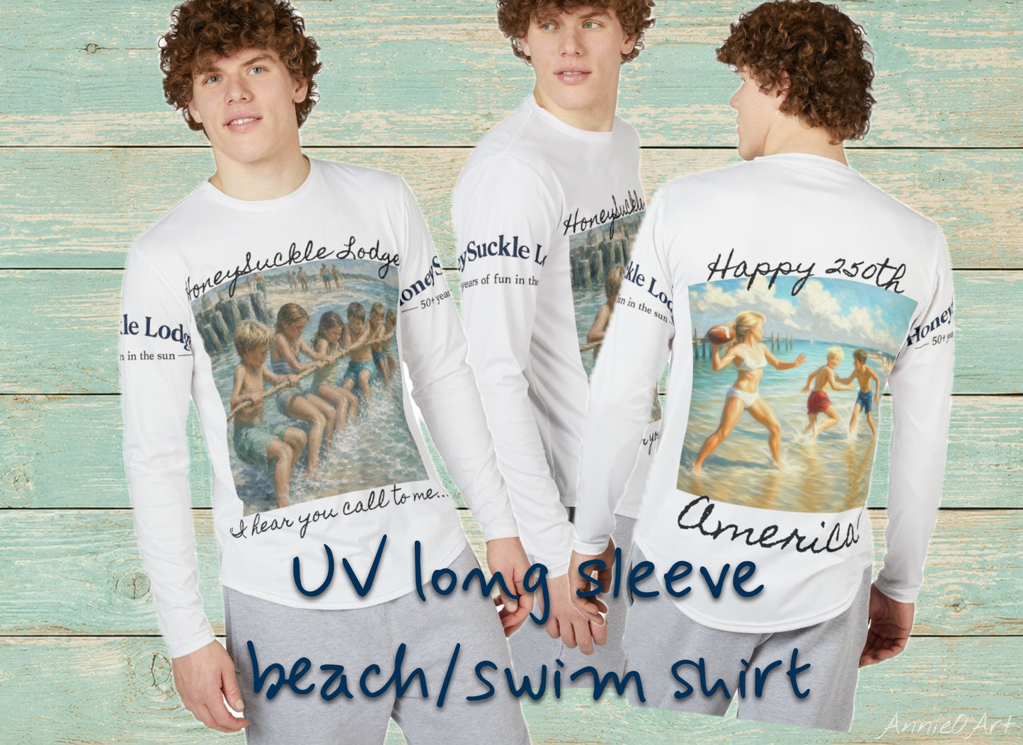 HSL UV tee Vintage Beach Long Sleeve Shirt —  “I Hear You Call to Me" Patriotic 250th Design
