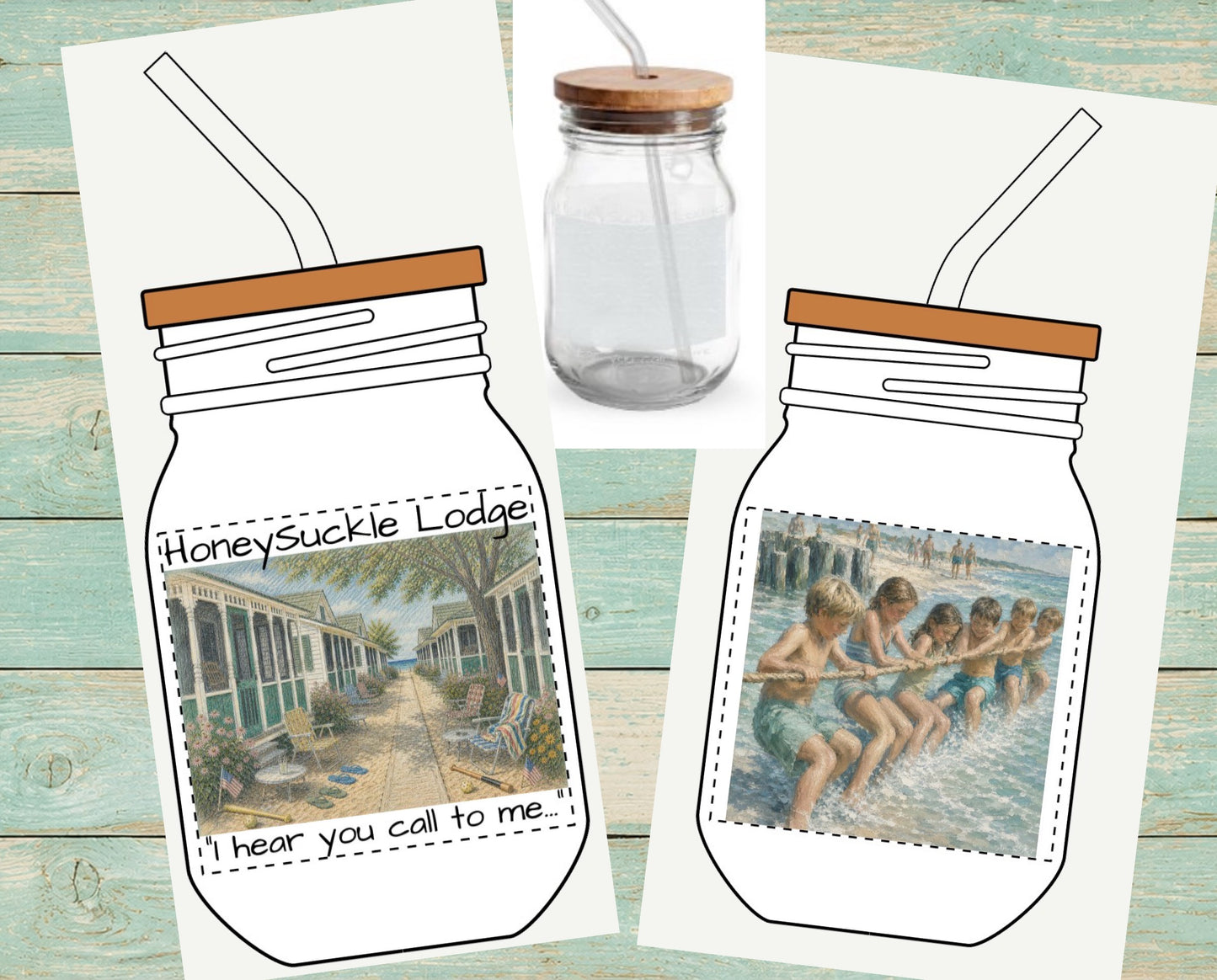 HSL Engravable 16oz Glass Sipper Jar with Bamboo Lid & Straw