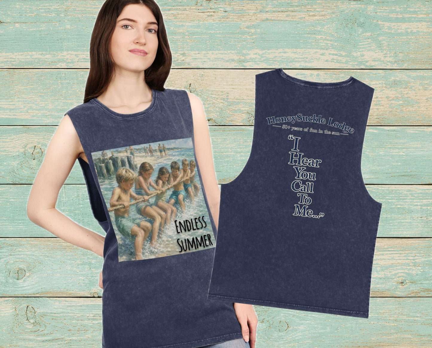HSL Vintage Beach Tank Top — "I Hear You Call To Me" Stonewash Sleeveless Tee