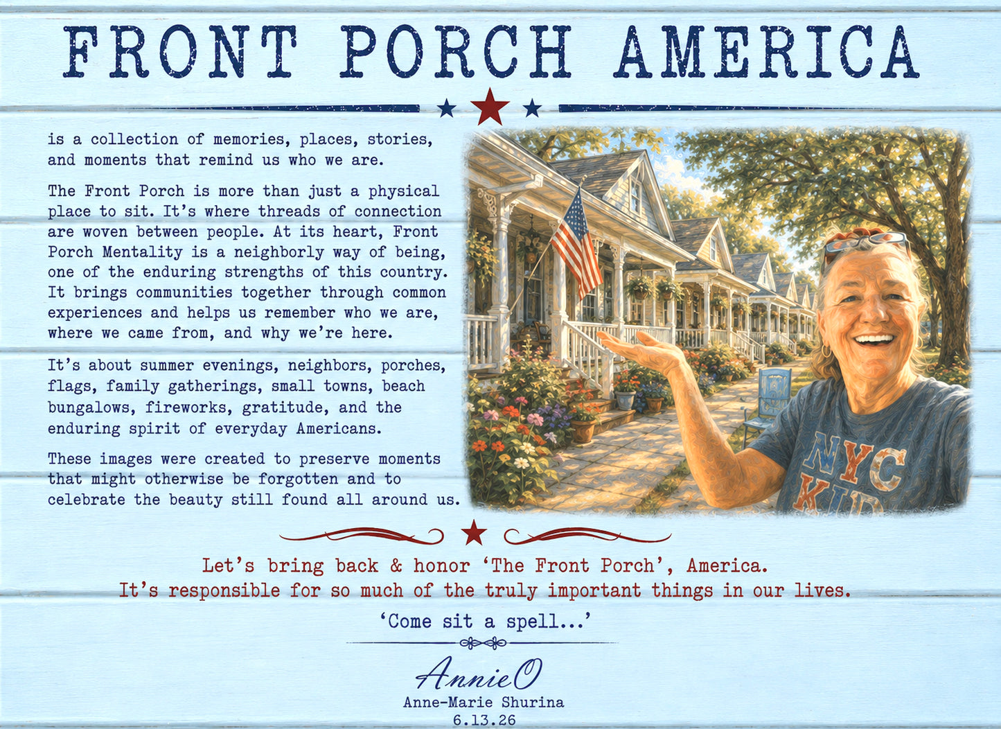 Front Porch America Hardcover Photo Book — Rustic Patriotic Keepsake