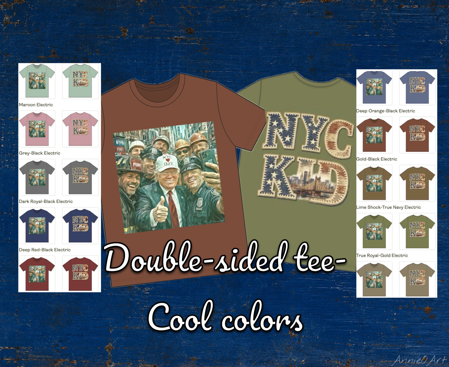 NYC Kid T-Shirt — Trump Vintage New York City First Responders & Construction Crew Selfie Graphic