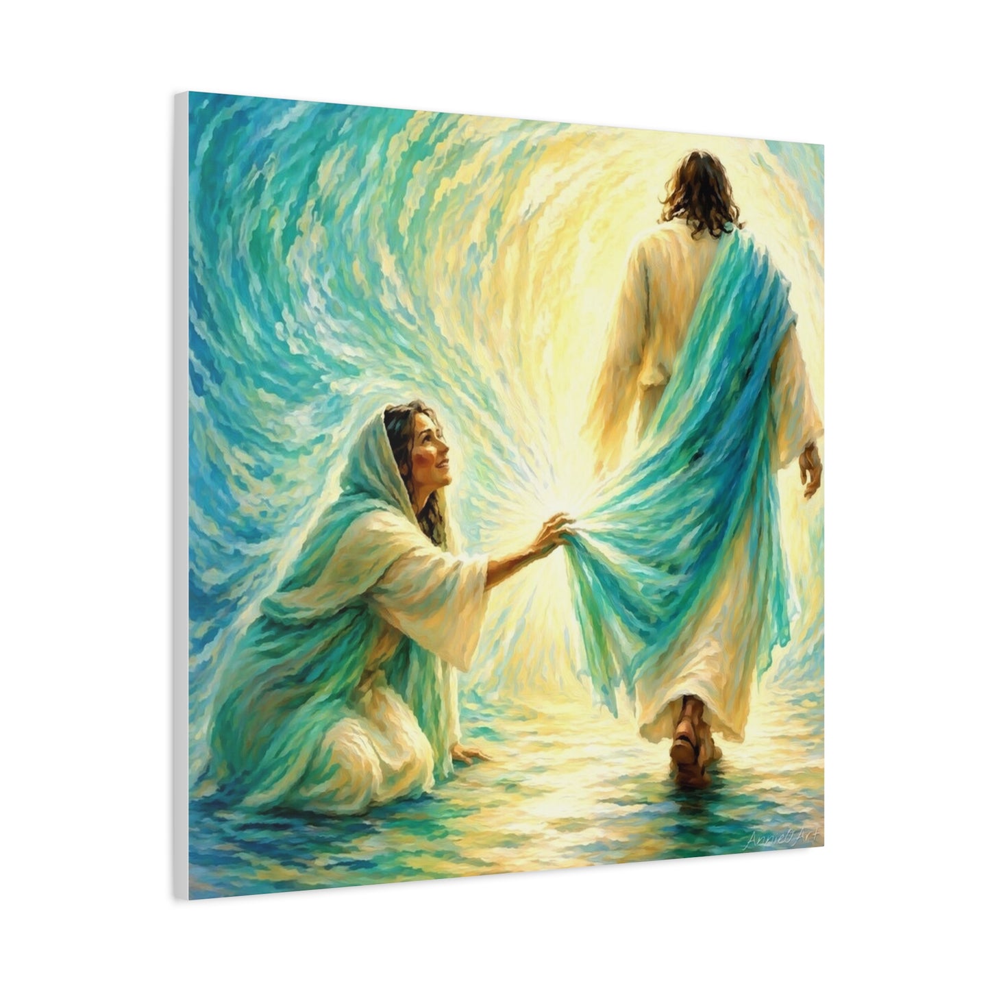 Jesus and the Woman Touching His Cloak - Inspirational Matte Canvas Wall Art