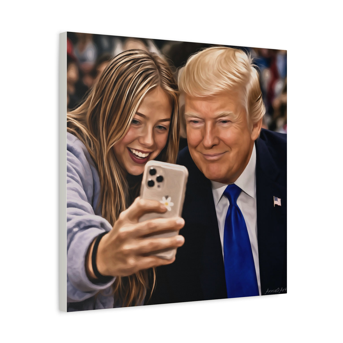 Trump Figure Selfie Matte Canvas Print