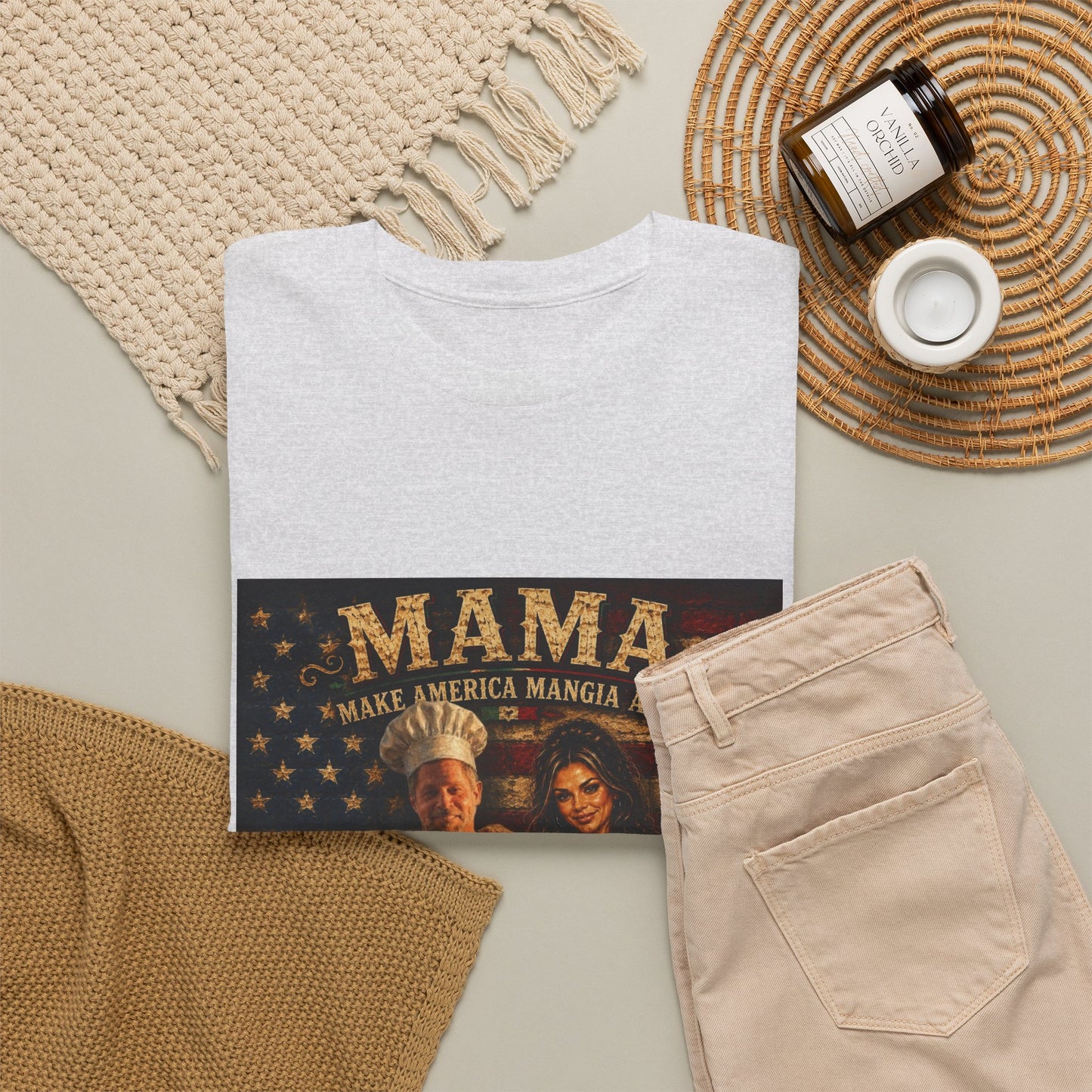 CUSTOM for MANDY—Mama Pizza Team T-Shirt — Retro American Flag Pizza Chef Graphic Tee