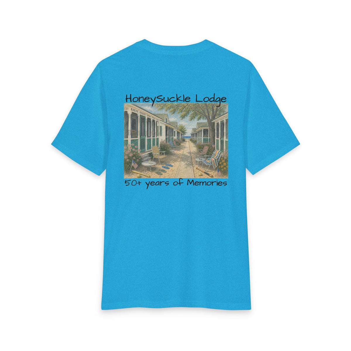 Vintage Americana Distressed Tee – "Happy 250th America!" Honeysuckle Lodge Souvenir T-Shirt