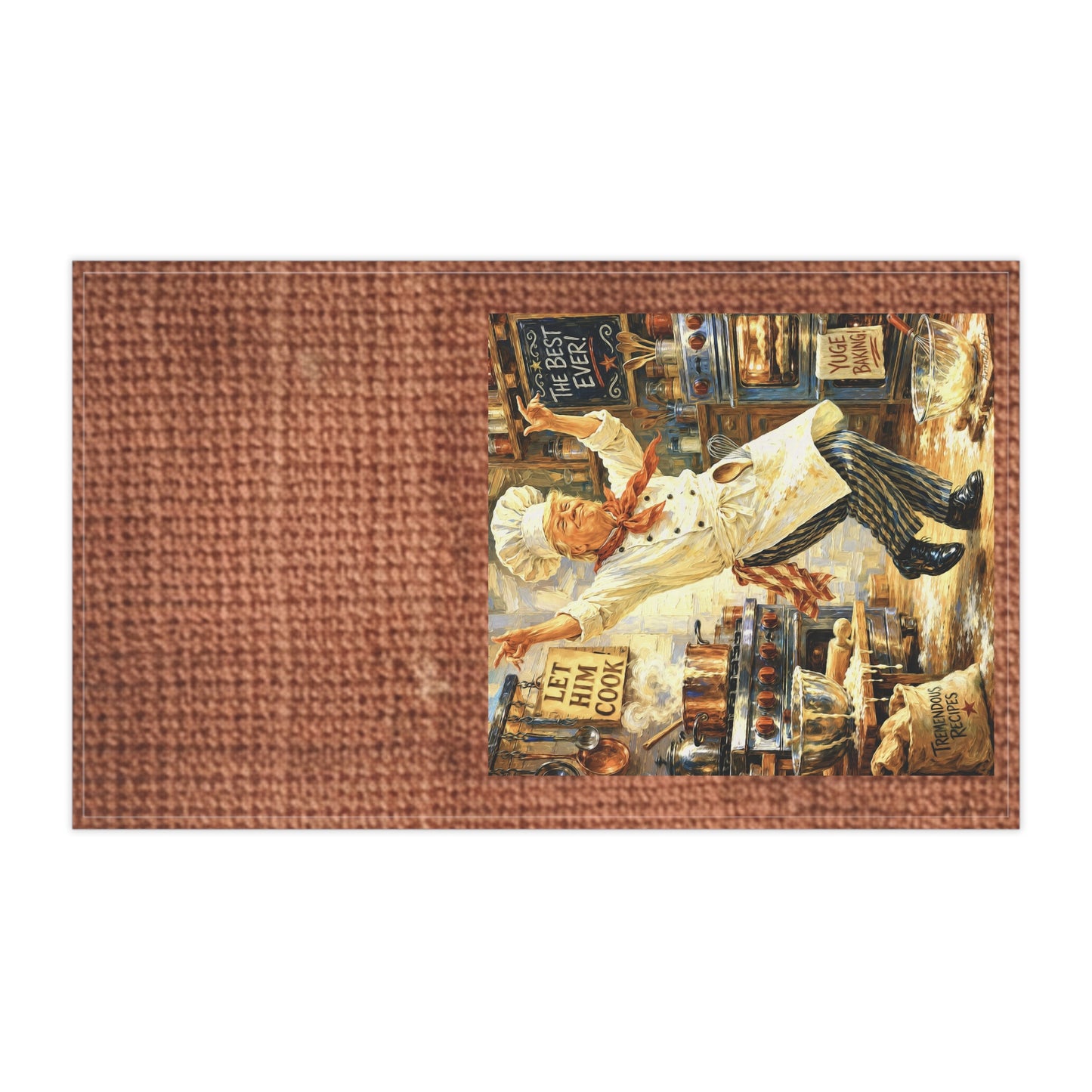 Trump Chef Dancing Kitchen Tea Towel – "Let Him Cook" Cotton Dish Towel