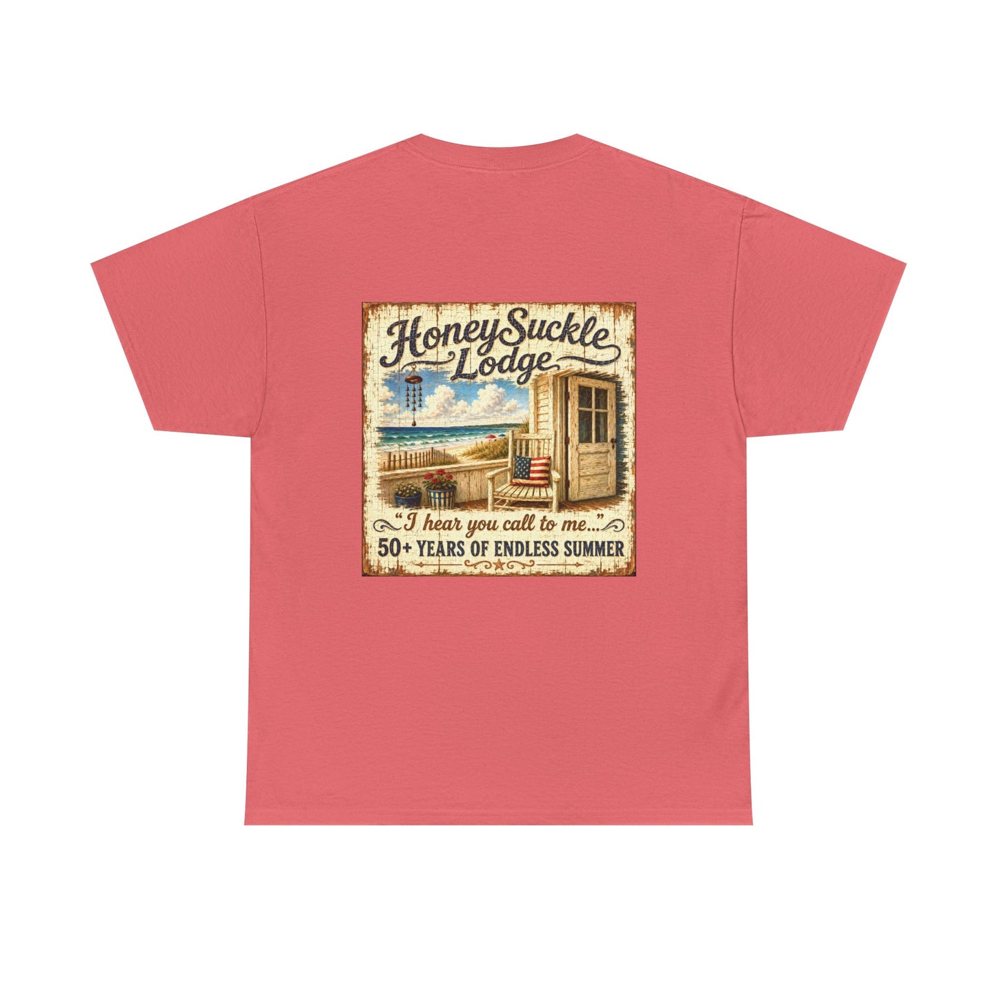 Vintage Beach T‑Shirt — 'Honeysuckle Lodge: 50+ Years of Endless Summer' Retro Seaside Tee