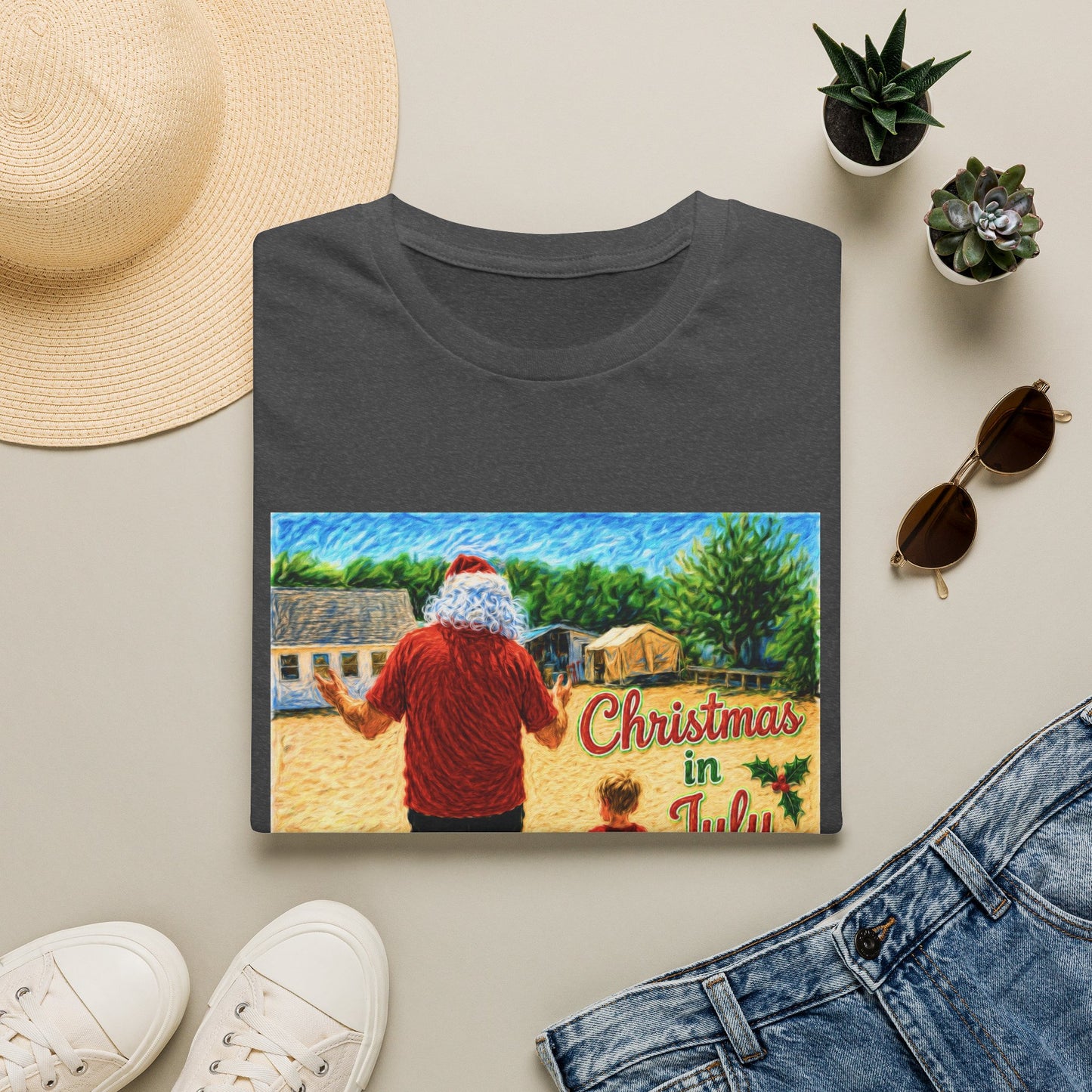 T-Shirt — Christmas in July Santa Beach Graphic Tee