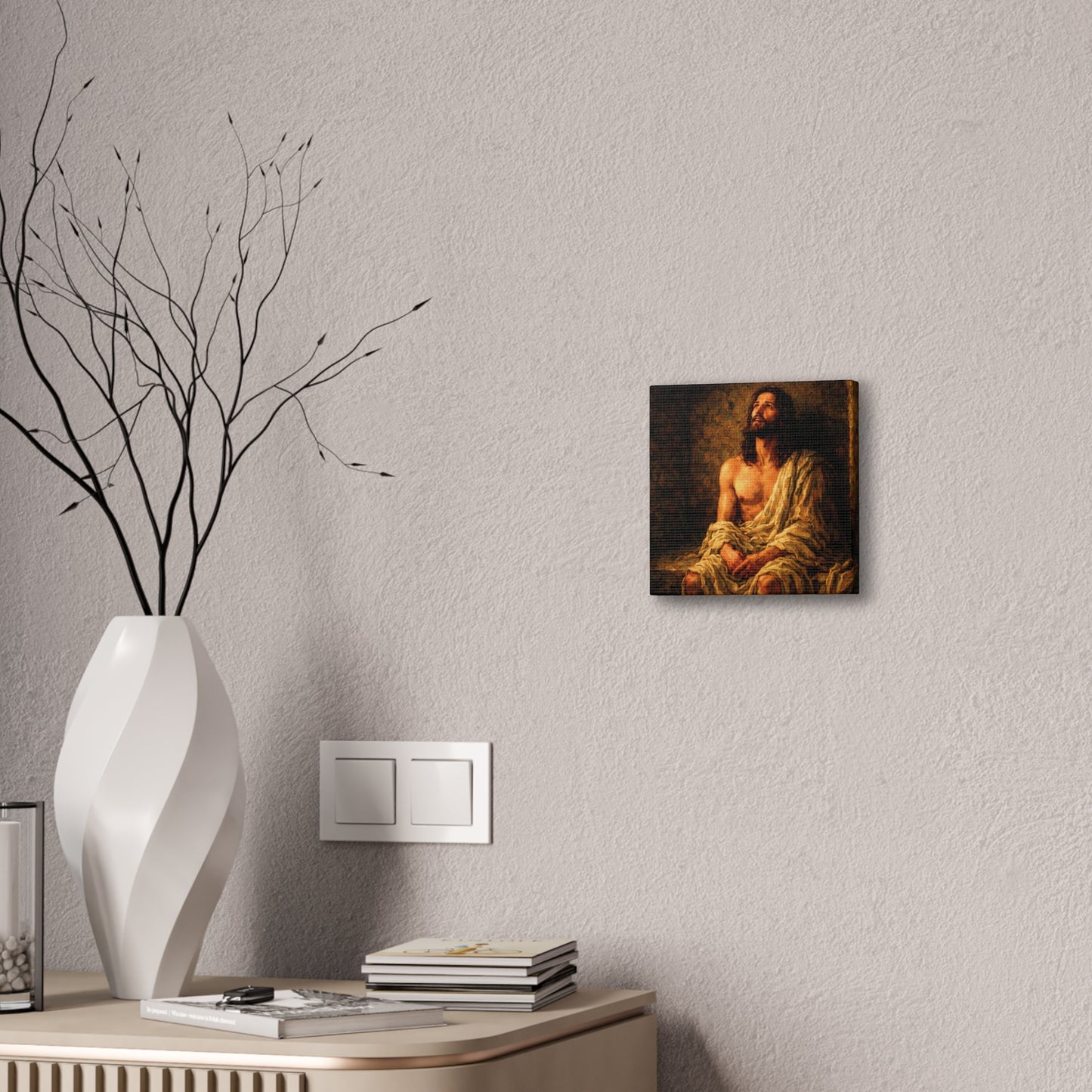Jesus in Thanksgiving Prayer ‘Resurrection Day’ Canvas Stretched Wall Art — Religious Christian Home Decor